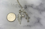 Confirmation Wishes Gift Angel Wing and Cross Sterling Silver Necklace