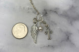 Confirmation Wishes Gift Angel Wing and Cross Sterling Silver Necklace