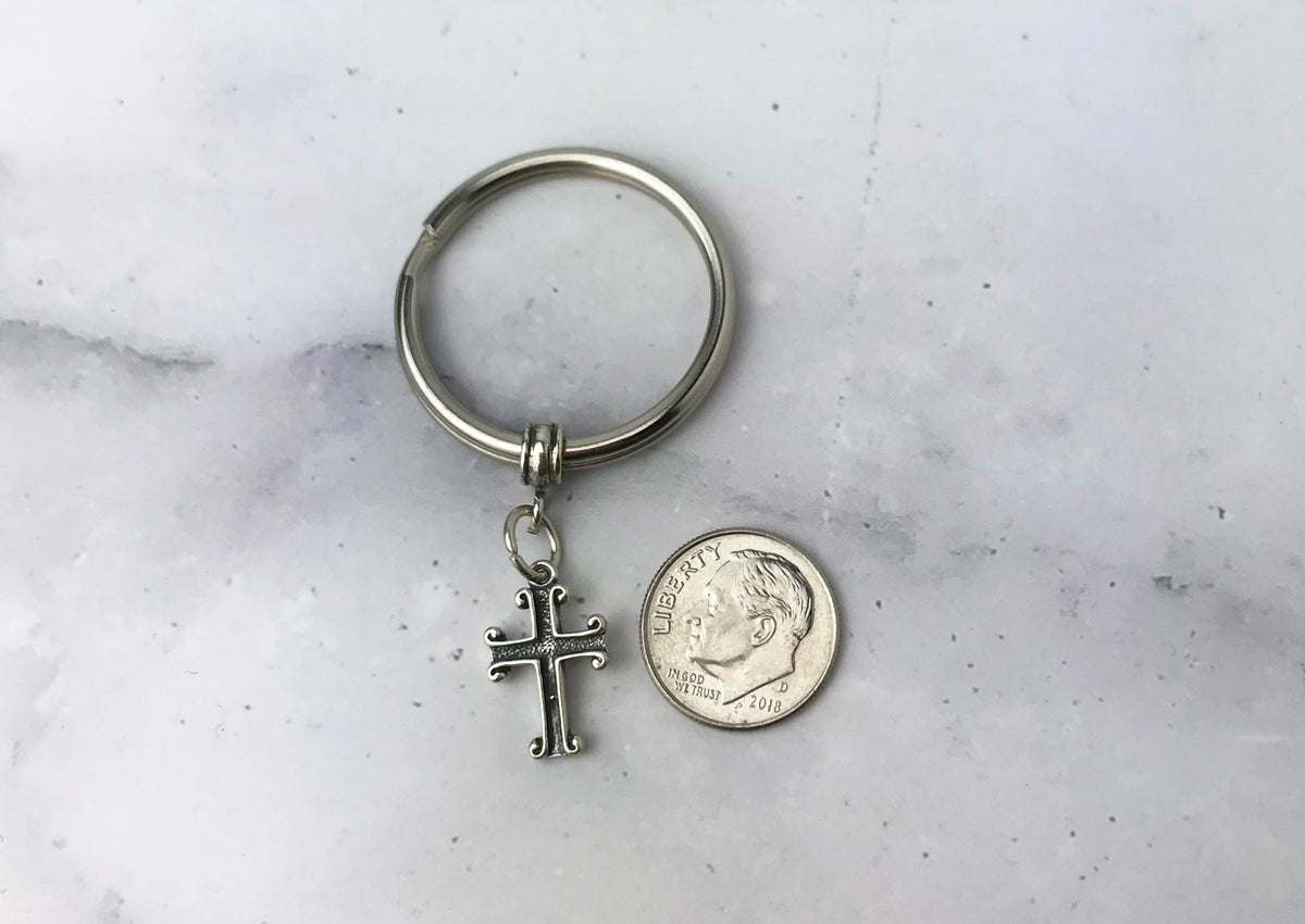 Unique Bargains Whistle Clasp Cross Pendant Design Keychain Silver Tone  Keychain