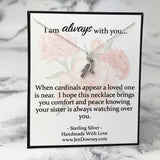 Loss of Sister Sympathy Cardinal Sterling Silver Necklace