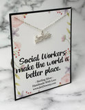 Social Worker Make The World A Better Place Sterling Silver Necklace