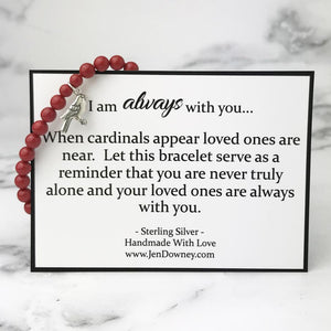 I Am Always With You Red Pearl Cardinal Charm Bracelet