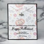 Bats Are Just Halloween Butterflies Sterling Silver Necklace