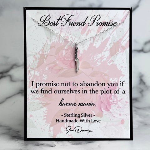 Dark Humor Best Friend Promise Horror Lover Sterling Knife Necklace