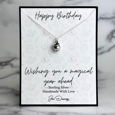Magical Birthday Wishes Sterling Silver Cauldron Necklace