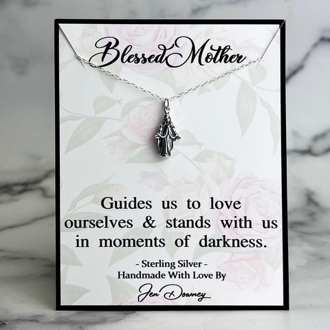 blessed mother prayer sterling silver virgin mary necklace