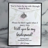 Will You Be My Bridesmaid Gift Idea Sterling Silver Infinity Heart Necklace