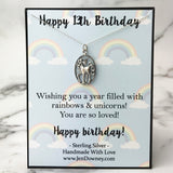 13th Birthday Gift For Her Magical Wishes Sterling Silver Unicorn Necklace