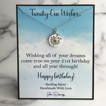 21 Birthday Wishes Gift Idea Sterling Silver Dandelion Necklace