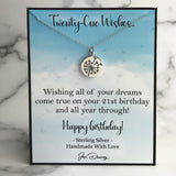 21 Birthday Wishes Gift Idea Sterling Silver Dandelion Necklace