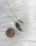 angel wing initial sympathy necklace