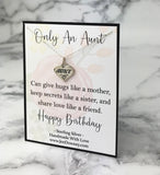 Only An Aunt Quote Birthday Gift Sterling Silver Necklace