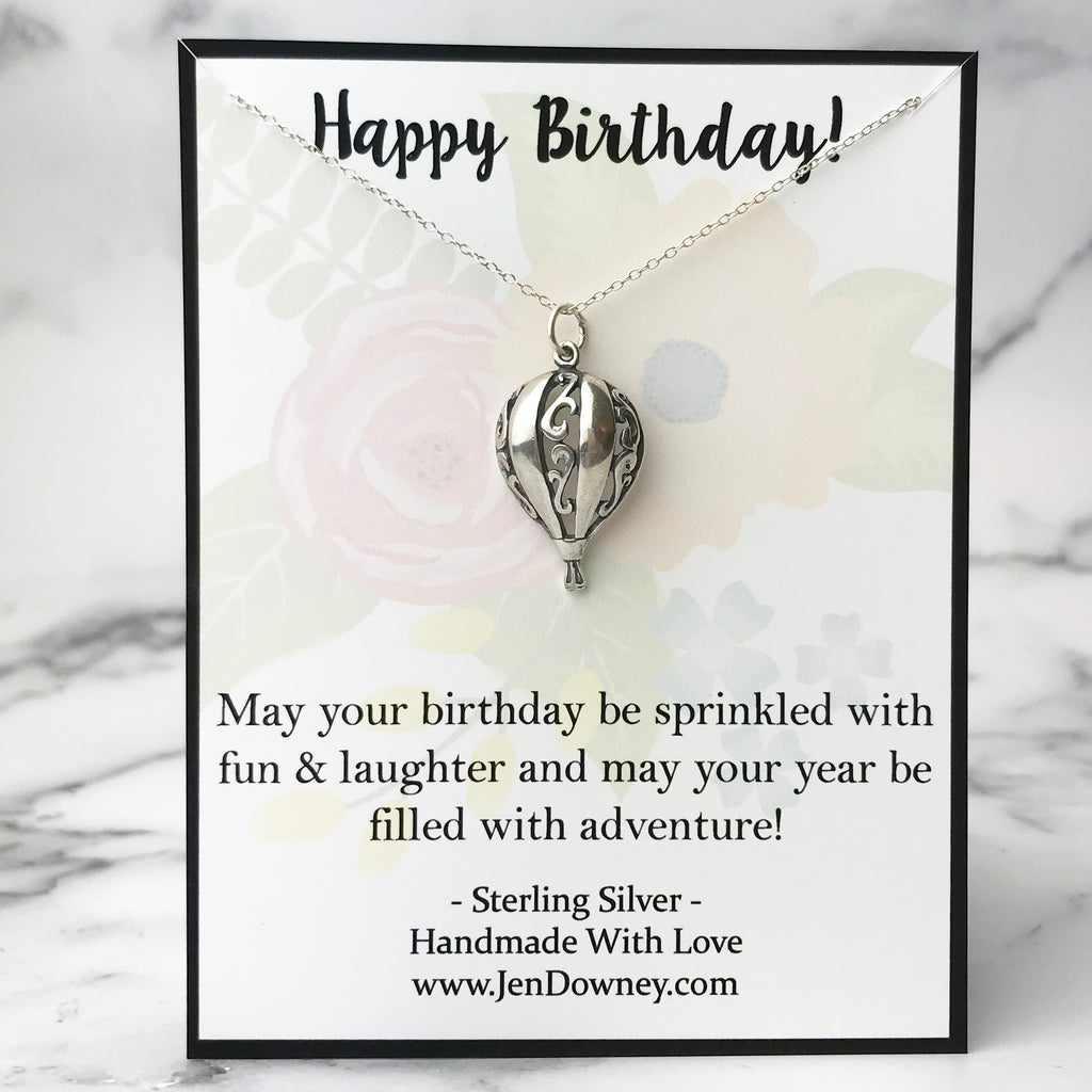 Happy Birthday Hot Air Balloon Charm, Sterling silver