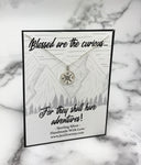 Blessed Are The Curious For They Shall Have Adventures Sterling Silver Compass Necklace