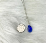 Wish For Granddaughter Gift Majestic Blue Swarovski Crystal Drop Necklace Sterling Silver