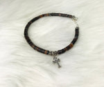 Godson Birthday Quote Cross Shell Bead Bracelet Sterling Silver
