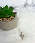 Don't Be A Prick Santa Is Watching Christmas Quote Sterling Cactus Necklace