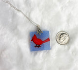 resin cardinal necklace