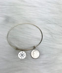Never Lose Your Way Sterling Silver Compass Charm Bangle Bracelet