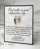 Confirmation Wishes Gift Angel Wing and Cross Sterling Silver Necklace