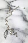Confirmation Wishes Gift Angel Wing and Cross Sterling Silver Necklace
