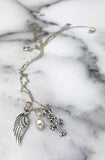 Confirmation Wishes Gift Angel Wing and Cross Sterling Silver Necklace
