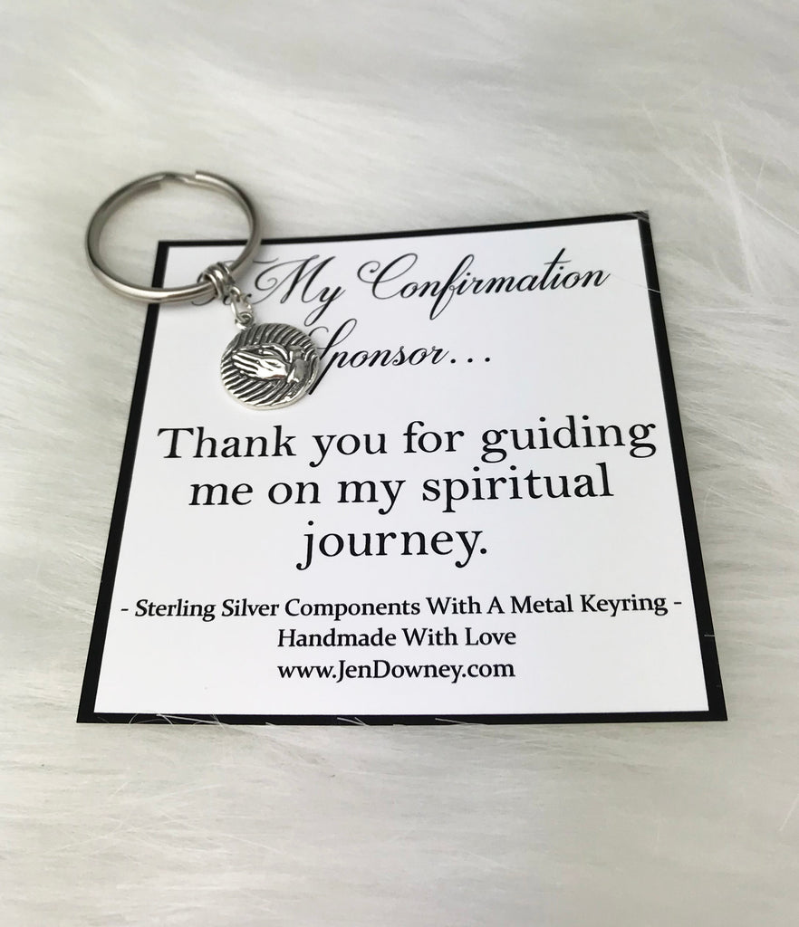 Confirmation Sponsor Gift Unisex Praying Hands Keyring Keepsake