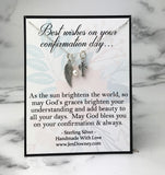 Confirmation Wishes Gift Angel Wing and Cross Sterling Silver Necklace
