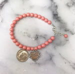 Daughter In Law Wedding Gift Pink Pearl Bracelet Sterling Silver Charm