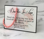 Daughter In Law Gift Hand Chosen By My Son Welcome To The Family Pink Pearl Bracelet