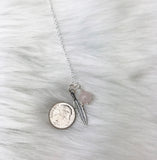 Feathers Appear Quote Healing Wishes Sympathy Gift Rose Quartz Necklace