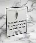 Friends Are Angels Who Lift Us Sterling Silver Angel Wing Necklace