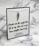 Friends Are Angels Who Lift Us Sterling Silver Angel Wing Necklace