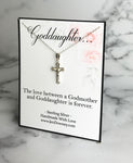 Goddaughter Gift Love Between A Godmother Is Forever Sterling Silver Crucifix Cross Pendant Necklace