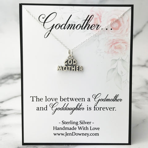 Gift For Godmother From Goddaughter or Godson Sterling Silver Meaningful Necklace