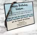 Godson Birthday Quote Cross Shell Bead Bracelet Sterling Silver