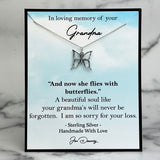 grandma sympathy gift grief quote now she flies with butterflies