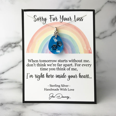 here in your heart paw print quote pet loss gift