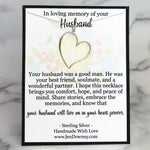 Loving Memory Of Your Husband Meaningful Sympathy Gift Live In Your Heart Forever Sterling Silver Necklace