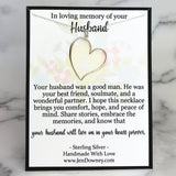 Loving Memory Of Your Husband Meaningful Sympathy Gift Live In Your Heart Forever Sterling Silver Necklace