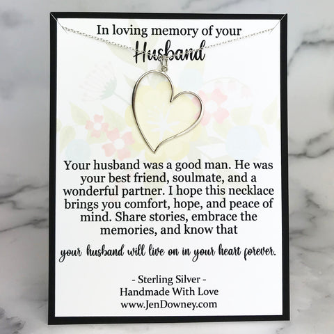 Loving Memory Of Your Husband Meaningful Sympathy Gift Live In Your Heart Forever Sterling Silver Necklace