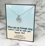 I will Be With You Isaiah 43:2 Sterling Silver Wave Necklace