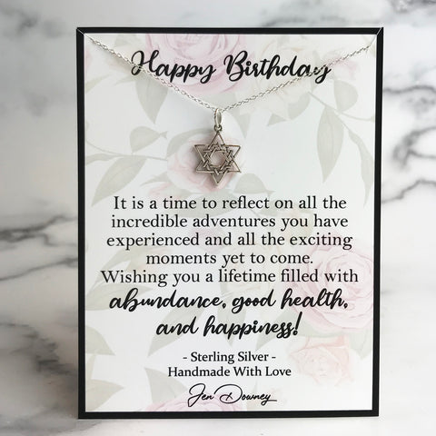 jewish birthday quote sterling silver star of david necklace gift