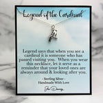 Legend of the Cardinal Sympathy Quote Sterling Silver Cardinal Necklace