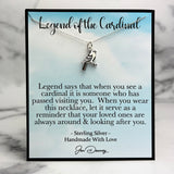 Legend of the Cardinal Sympathy Quote Sterling Silver Cardinal Necklace