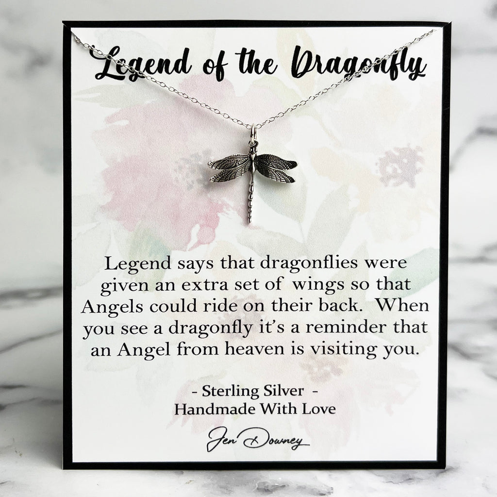 Dragonfly Symbolism Strength and Courage Gift Sterling Silver Necklace –  Jen Downey