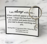 Loss of Dad Sympathy Gift Cardinal Sterling Silver Keyring