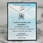 loss of son sympathy gift now he flies with butterflies grief quote