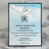 loss of son sympathy gift now he flies with butterflies grief quote