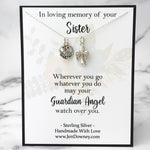Loving Memory Of Your Sister Sympathy Gift Guardian Angel Sterling Silver Necklace